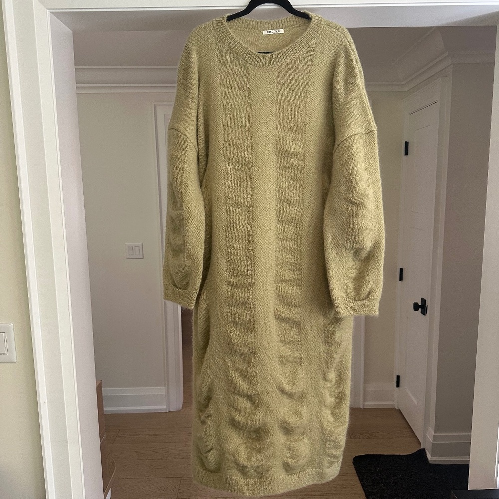 Black Crane Lime Waterfall Mohair & Wool Dress - Size L - Never Worn - Picture 4 of 15